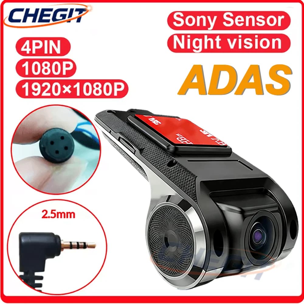 Car DVR Dash Cam Full HD 1080P Dash Cam For DVD Android Player ADAS LDWS Navigation Unit Auto Audio Voice Alarm Video Recording