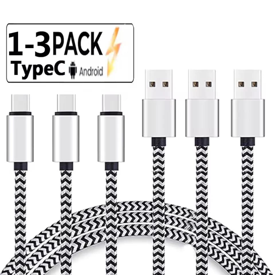 1-3Pcs USB Type C Cable Fast Charging Battery Charger Wire Woven Nylon Data Cable Mobile Phone Charger For Huawei Samsung USB C