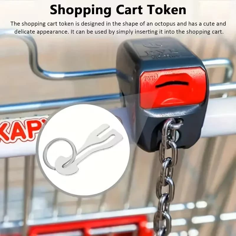 Reusable portable stainless steel shopping cart token, shopping cart chain, suitable for supermarket shopping carts