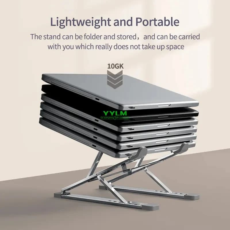 High-efficiency aluminum alloy laptop stand, adjustable, heat-dissipating, portable and foldable