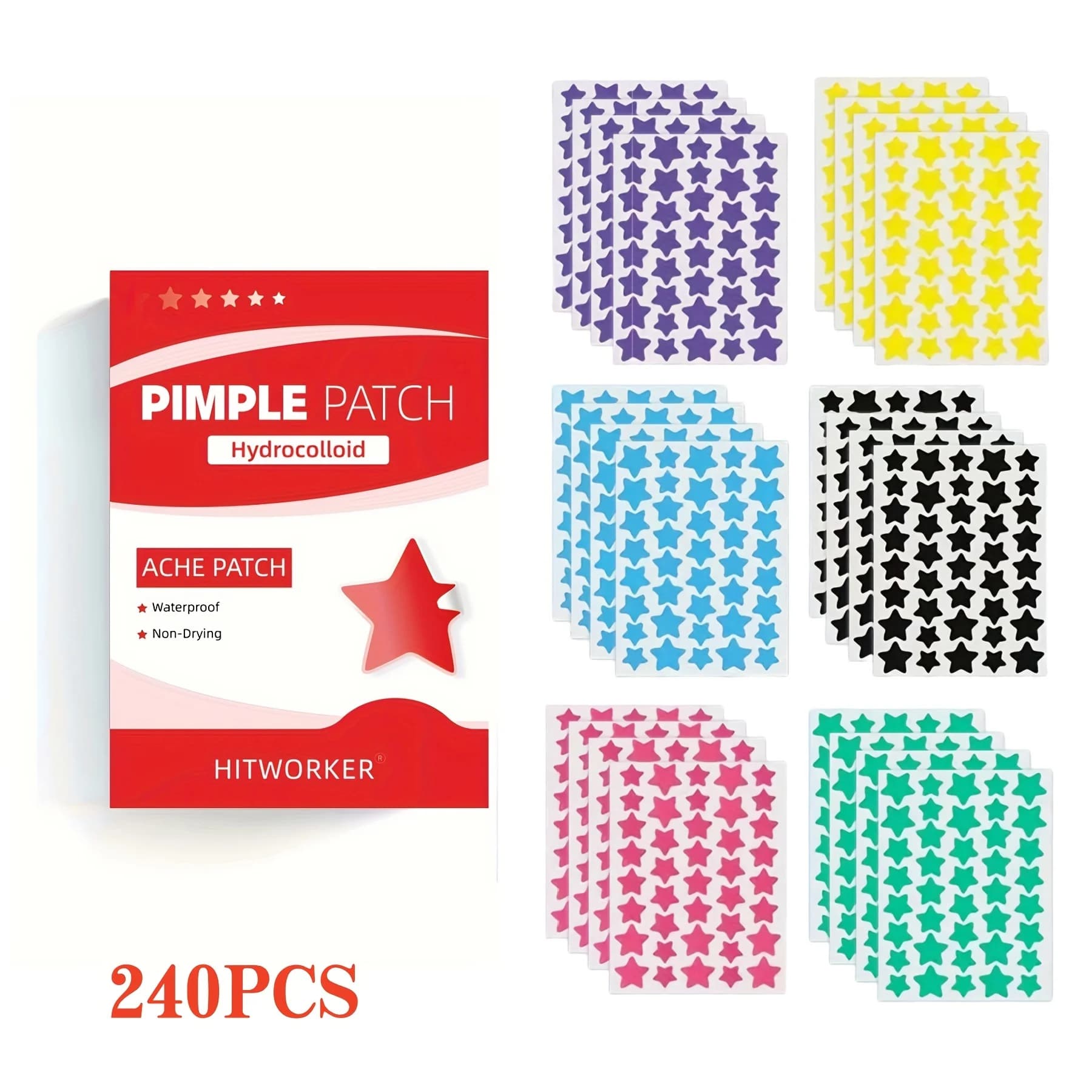 240/720/960 pcs 6-Color Star Pimple Patches- Boxed Mixed Set, Various Sizes, Deep-Cleansing, Skin-Friendly Unisex Conce