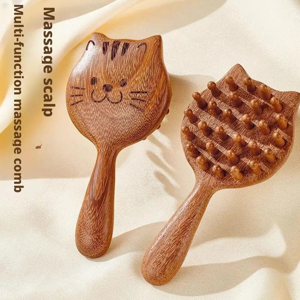 Kitten Massage Comb Brush Massage Comb Creative Cartoon Cute Cat Long Hair Comb Home Use Thick Tooth Comb Head Scalp